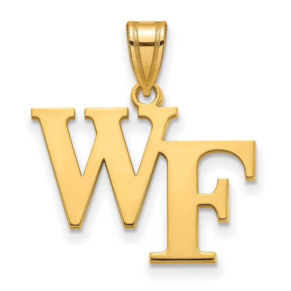 14k Gold Plated Silver Wake Forest U. Medium 'WF' Pendant - Picture 1 of 3